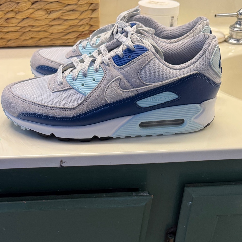 Nike Men’s Blue and Gray Air Max 90 Sneakers